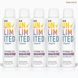 5 Cans Degree Unlimited Antiperspirant/Deodorant, Neutral Dry Spray, 3.8 oz. ea.